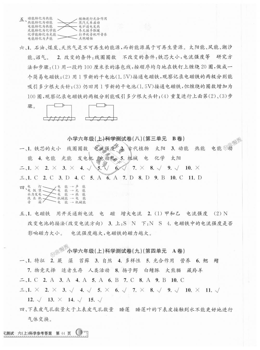 2018年孟建平小學(xué)單元測試六年級科學(xué)上冊教科版 第4頁