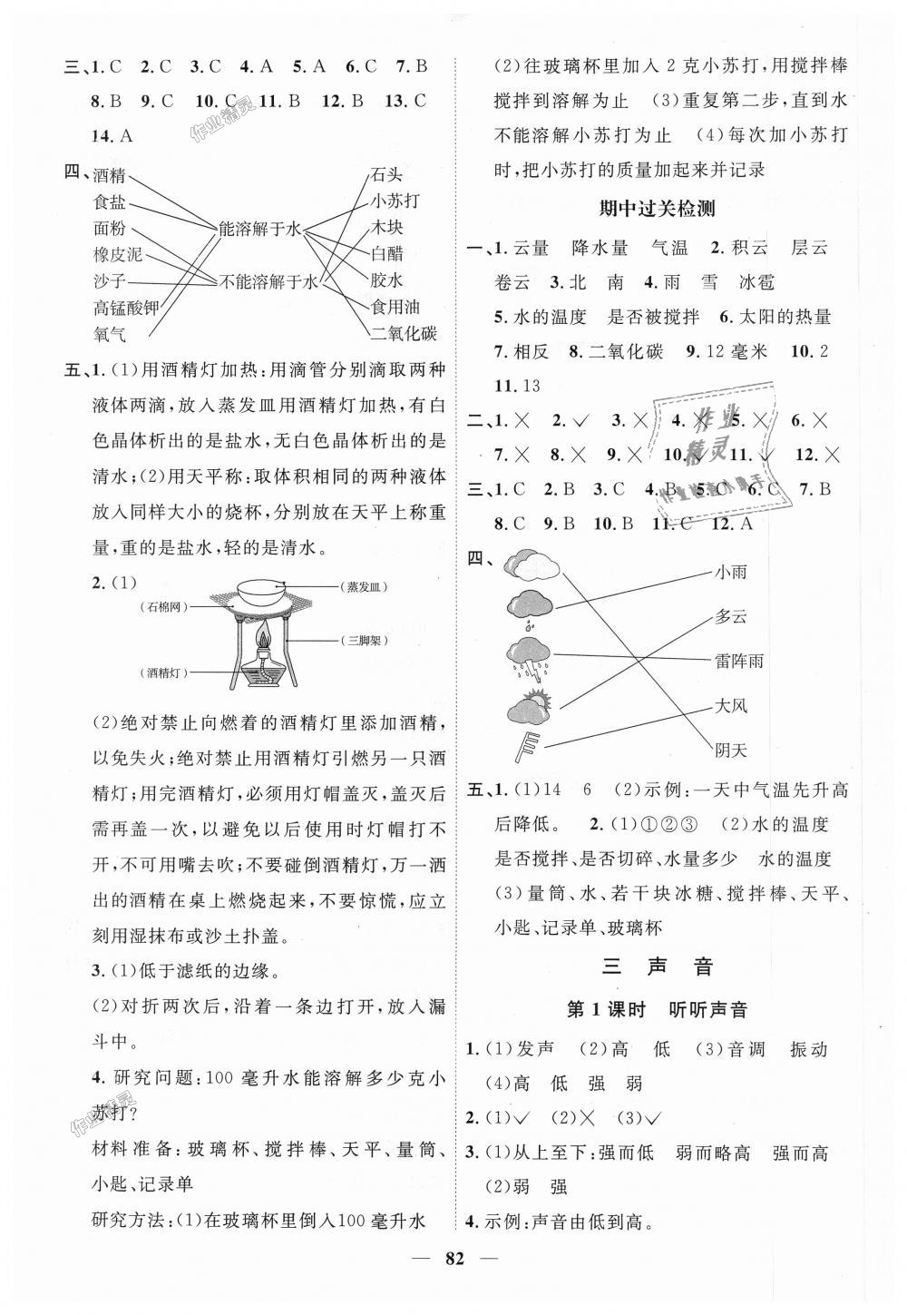 2018年阳光同学课时优化作业四年级科学上册教科版 第4页