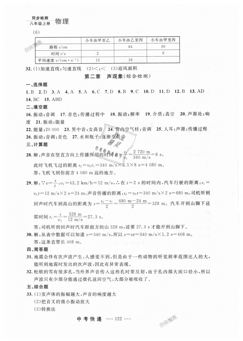 2018年中考快遞同步檢測八年級物理上冊人教版 第18頁