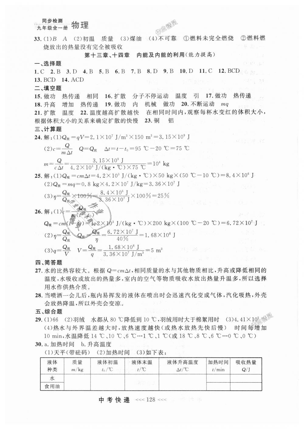 2018年中考快递同步检测九年级物理全一册人教版 第20页