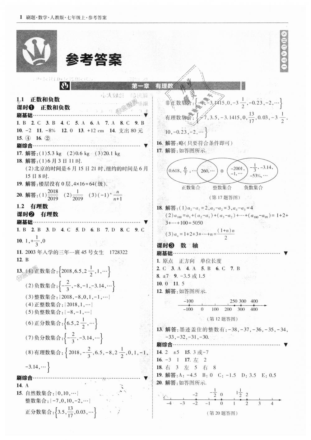 2018年北大绿卡刷题七年级数学上册人教版 第1页