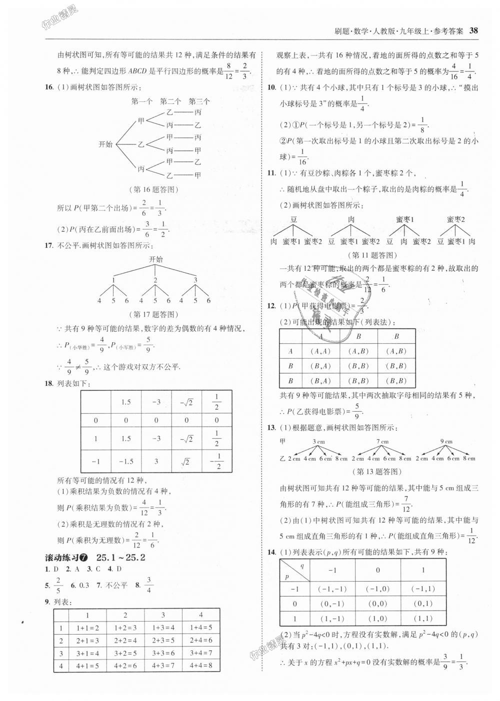 2018年北大綠卡刷題九年級(jí)數(shù)學(xué)上冊(cè)人教版 第38頁(yè)