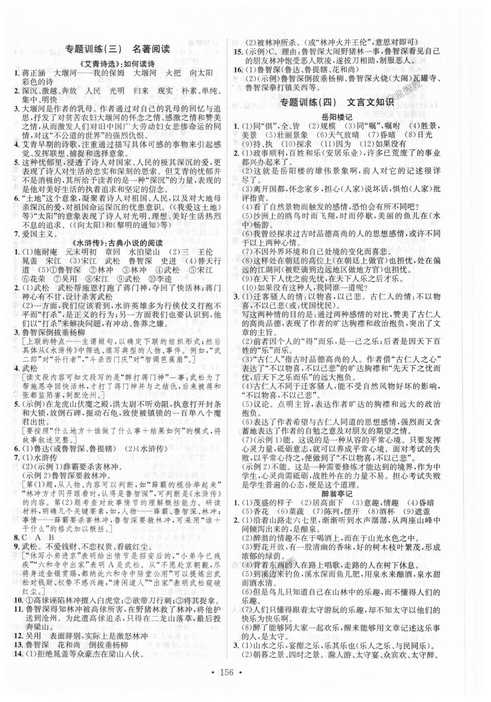 2018年思路教练同步课时作业九年级语文全一册人教版 第20页