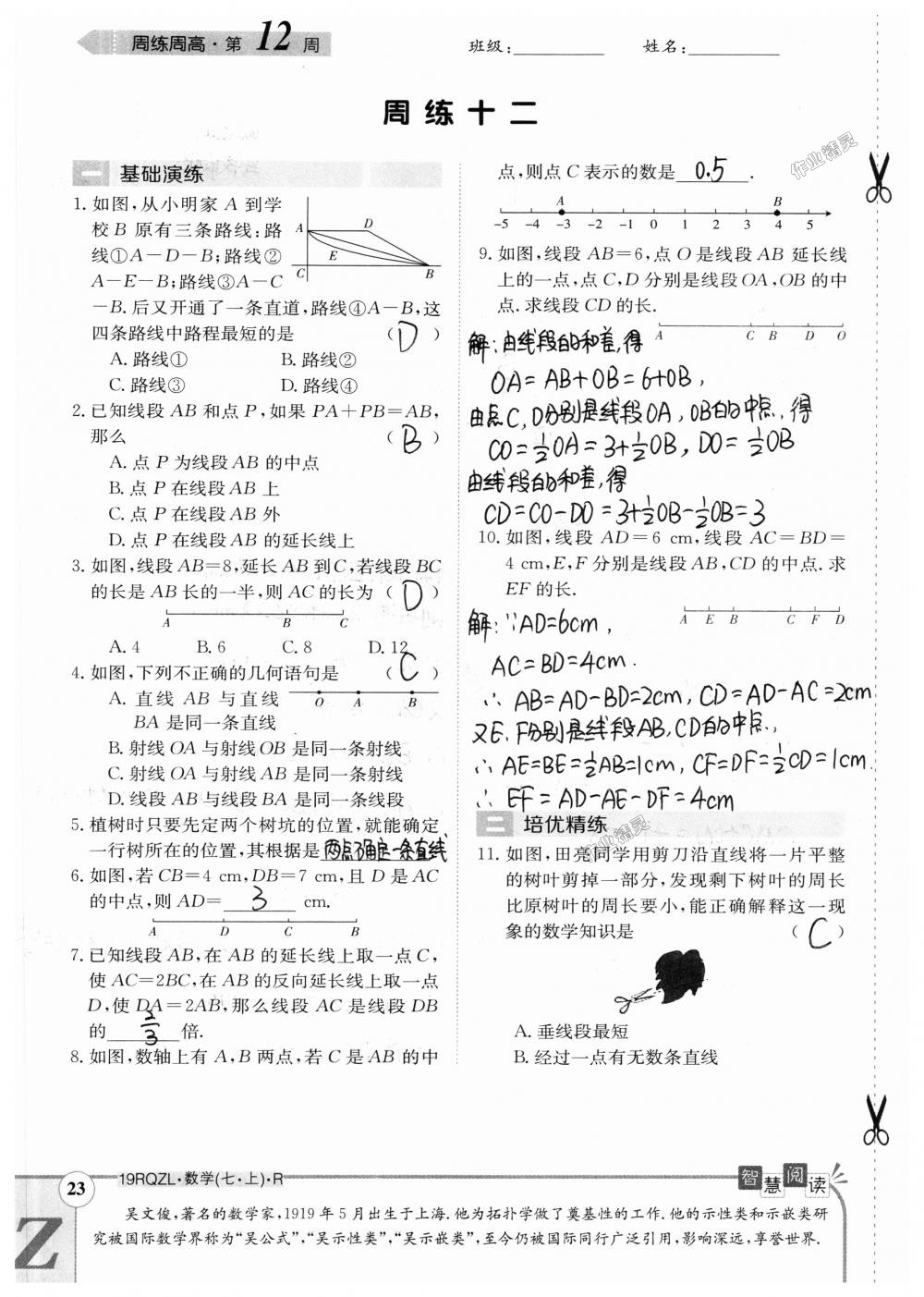 2018年日清周練限時(shí)提升卷七年級數(shù)學(xué)上冊人教版 第93頁