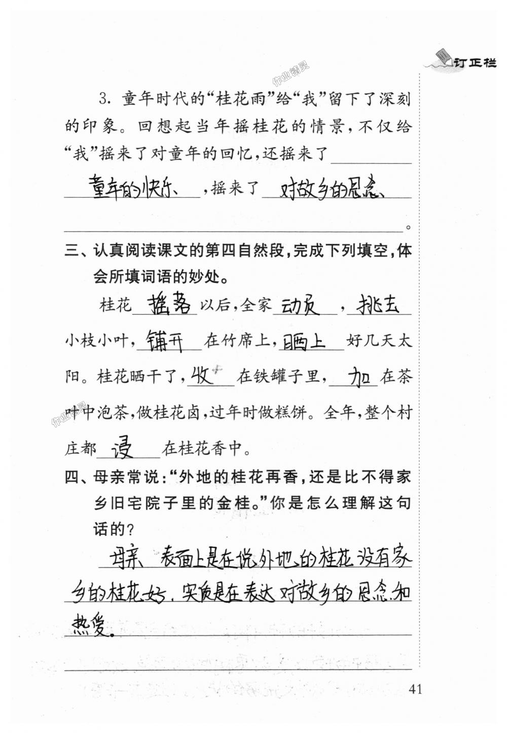 2018年补充习题四年级语文上册苏教版江苏凤凰教育出版社 第41页