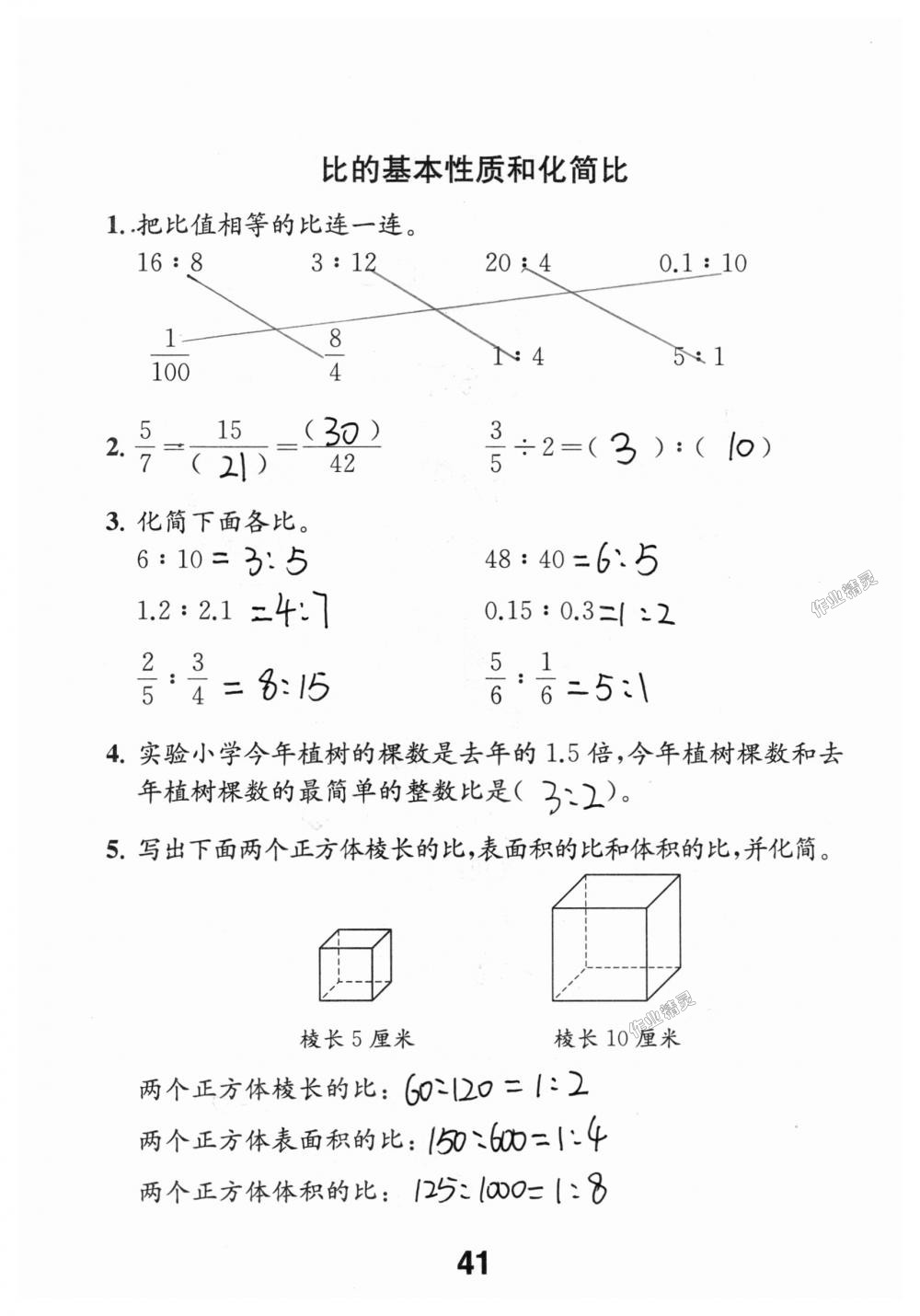 2018年數(shù)學(xué)補(bǔ)充習(xí)題六年級(jí)上冊(cè)蘇教版江蘇鳳凰教育出版社 第41頁