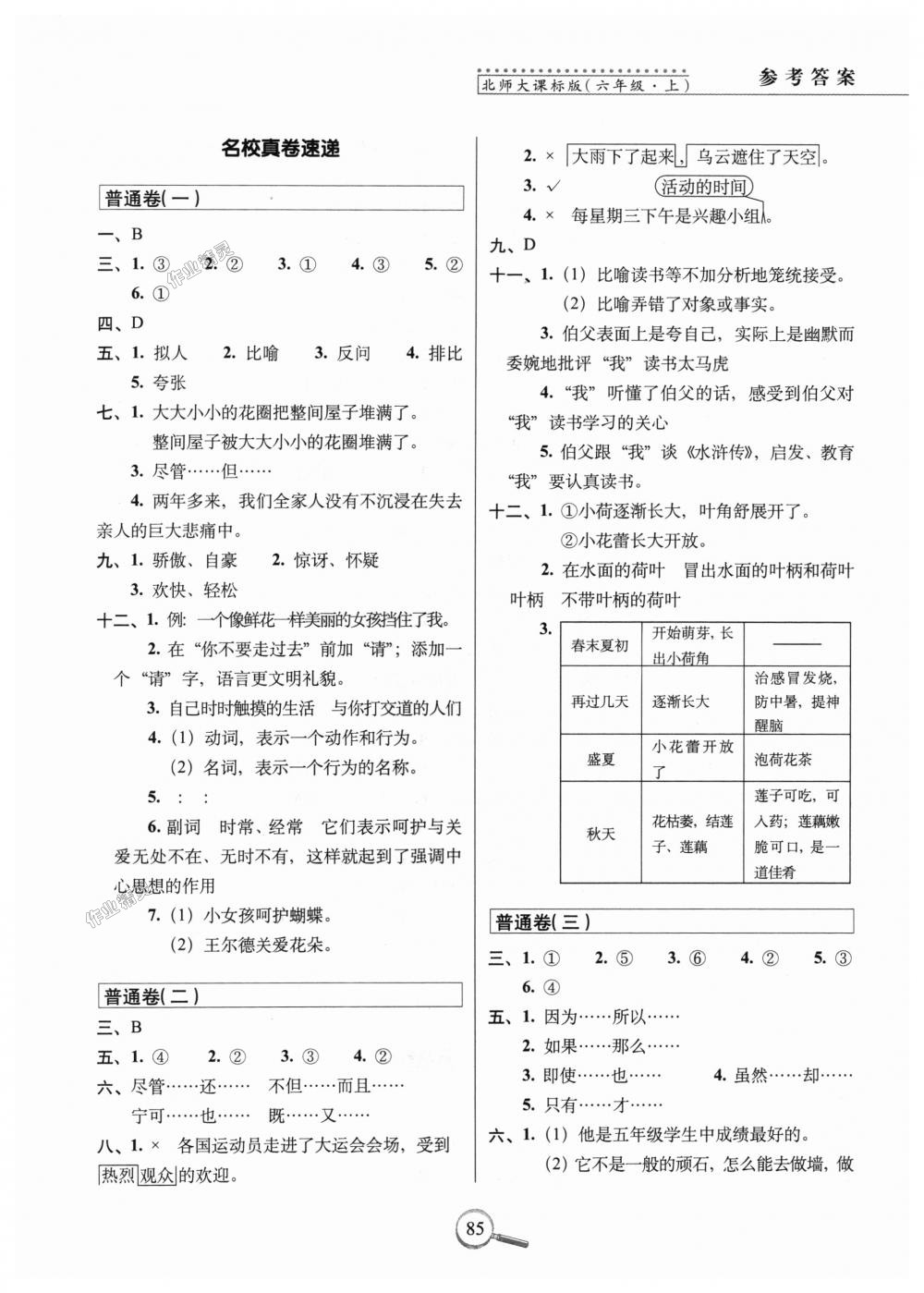 2018年15天巧夺100分六年级语文上册北师大版 第7页