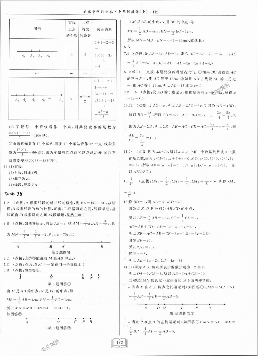 2018年启东中学作业本七年级数学上册华师大版 第22页