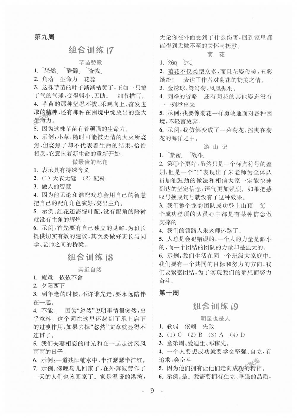 2018年通城學(xué)典小學(xué)語文閱讀與寫作組合訓(xùn)練五年級上冊通用版 第9頁