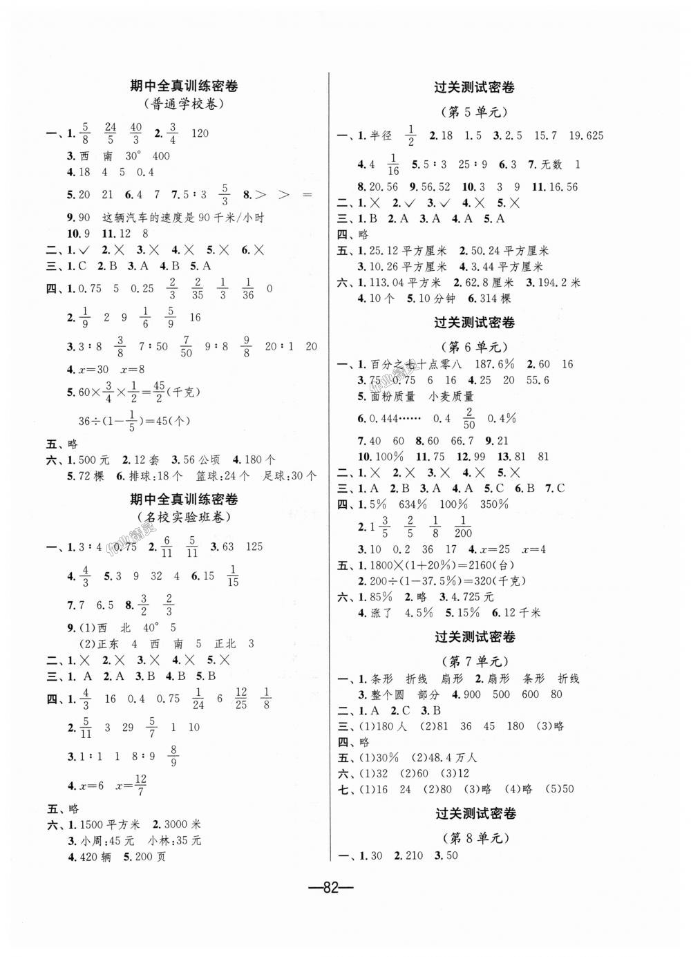 2018年期末闯关冲刺100分六年级数学上册人教版 第2页