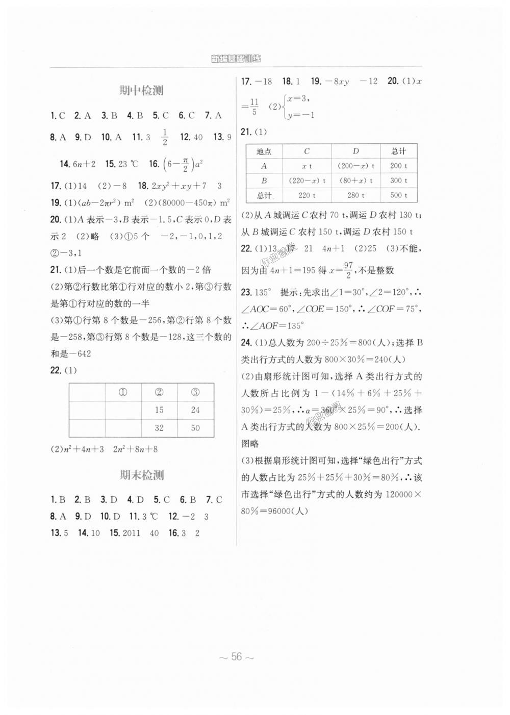 2018年新编基础训练七年级数学上册通用版S 第28页