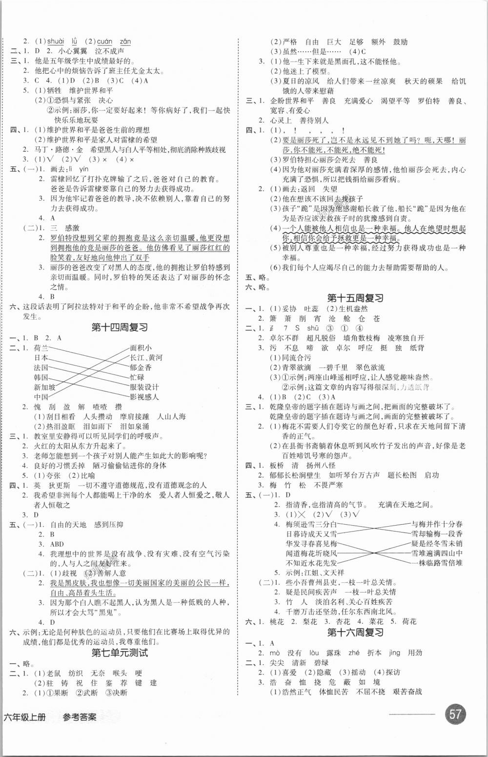 2018年全品小復(fù)習(xí)六年級語文上冊北師大版 第6頁