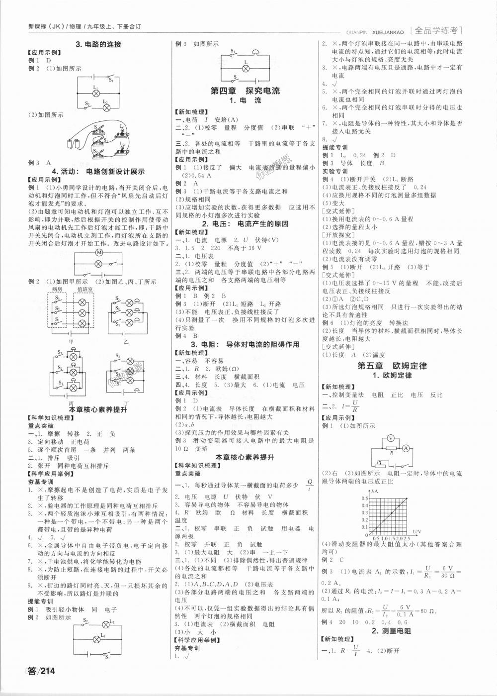 2018年全品学练考九年级物理上下册合订教科版 第2页