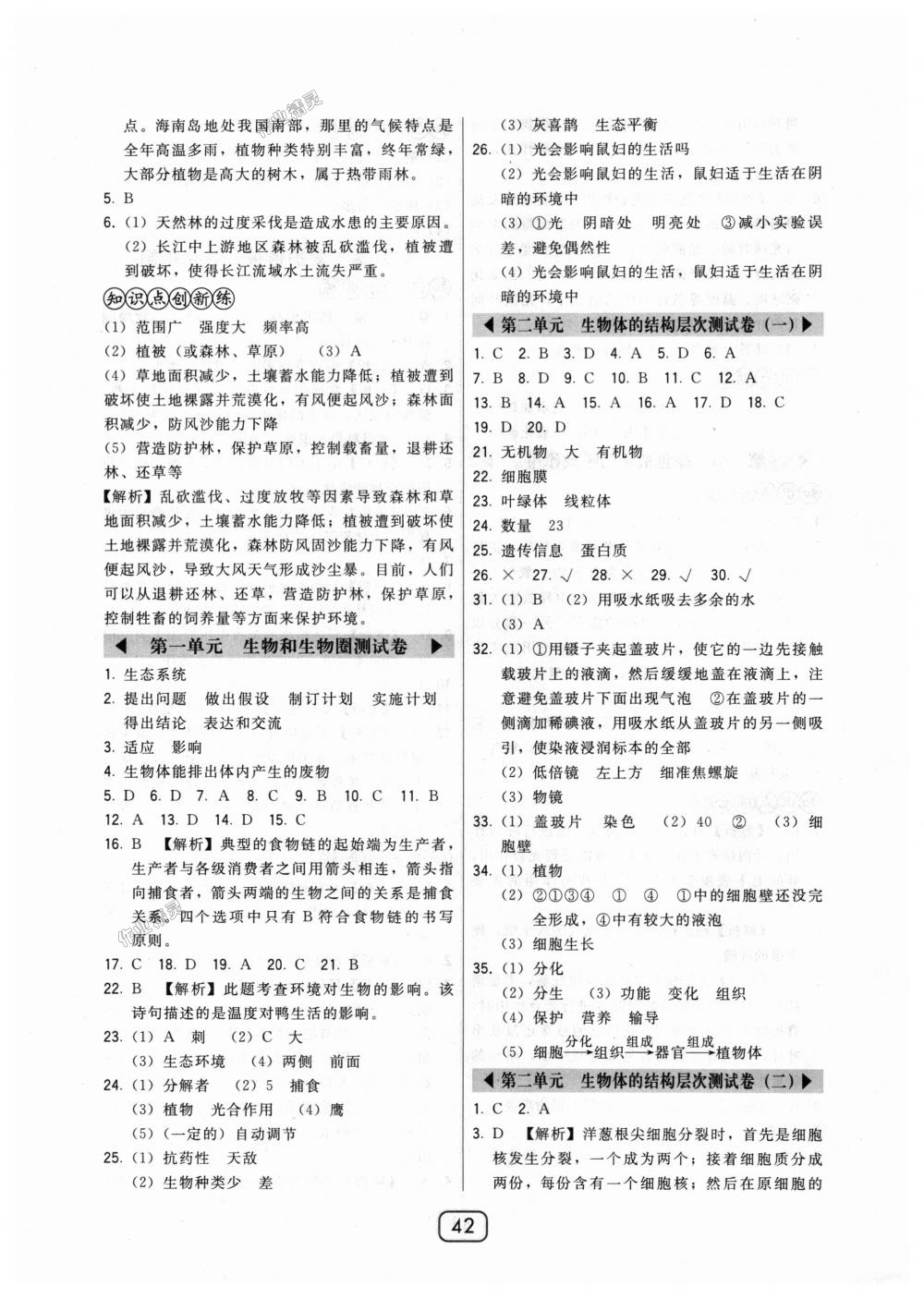 2018年北大绿卡七年级生物上册人教版 第18页