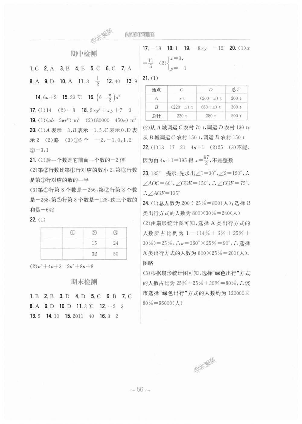 2018年新编基础训练七年级数学上册通用版S 第28页