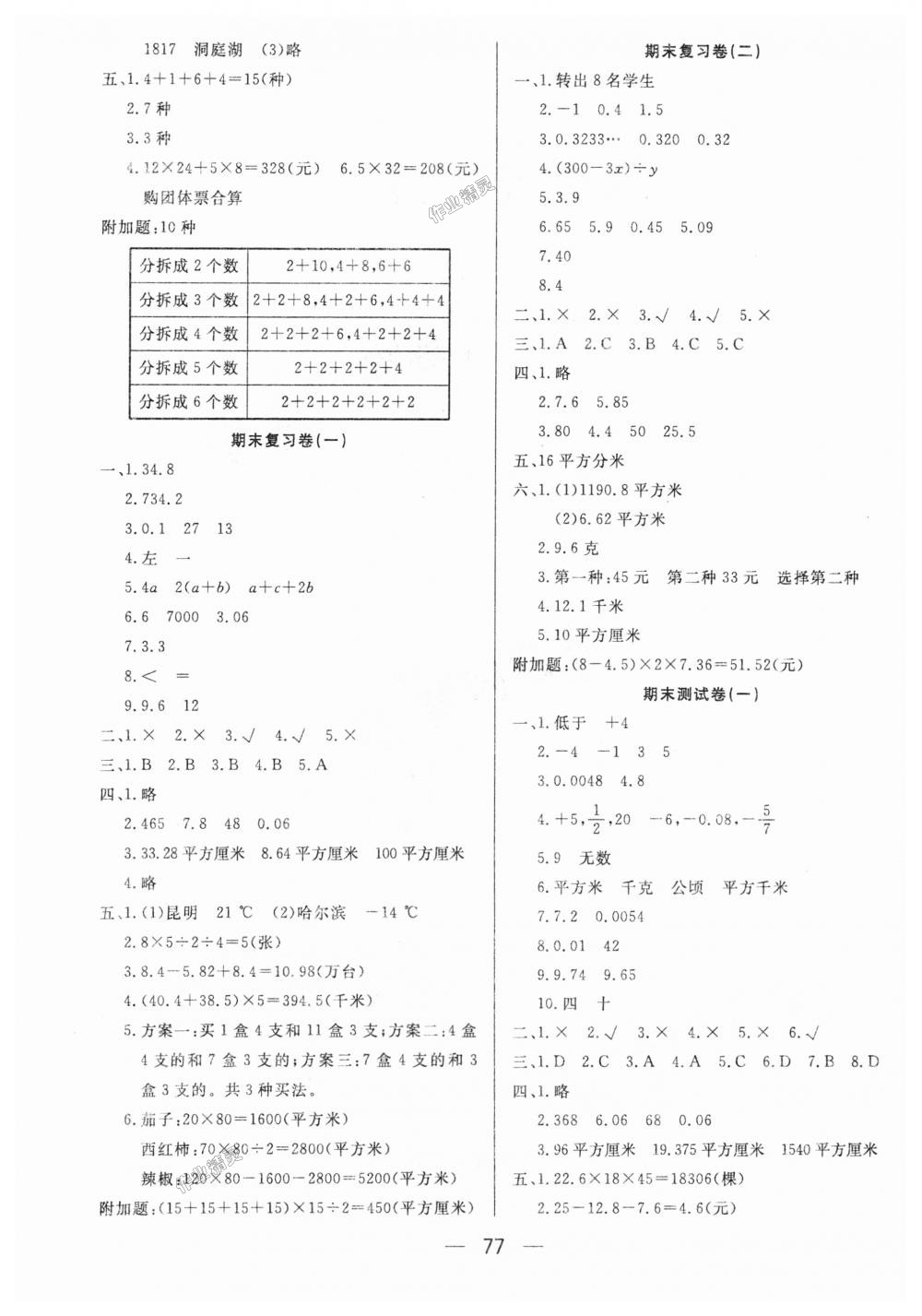 2018年王后雄黃岡密卷五年級數(shù)學(xué)上冊江蘇版 第5頁