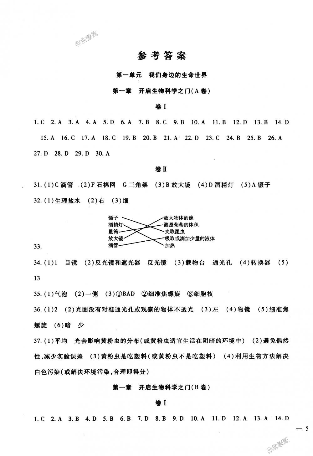 2018年海淀金卷七年级生物上册冀少版 第1页