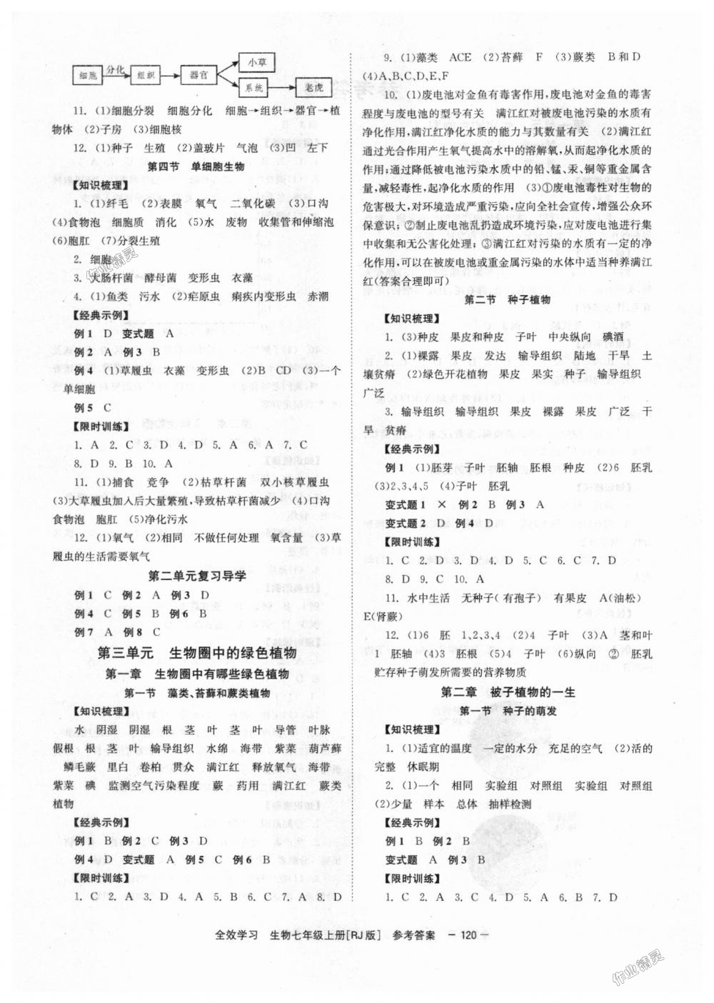 2018年全效学习学业评价方案七年级生物上册人教版&nbsp;第4页