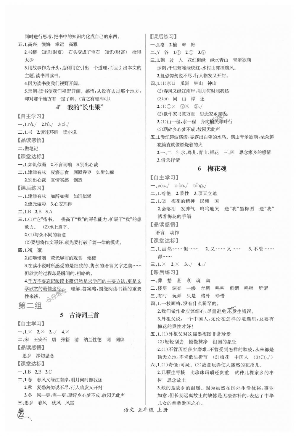 2018年同步导学案课时练五年级语文上册人教版 第2页