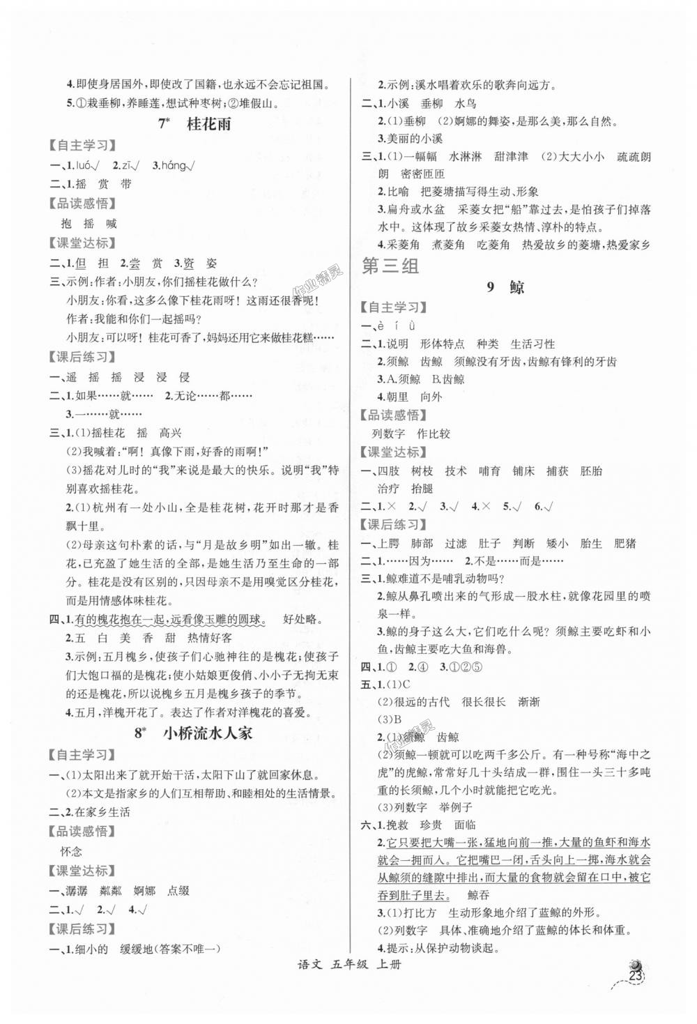 2018年同步导学案课时练五年级语文上册人教版 第3页