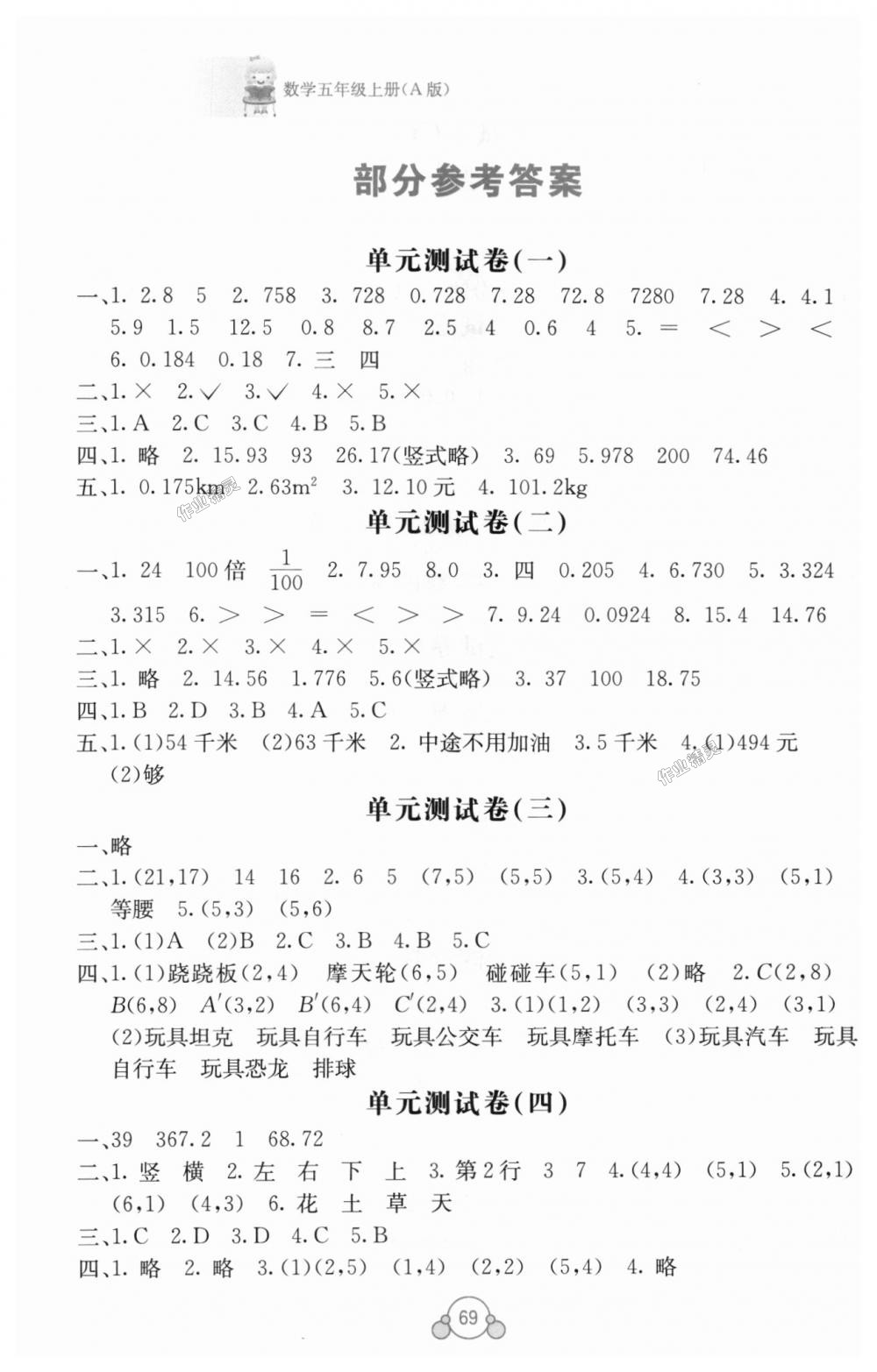 2018年自主學(xué)習(xí)能力測(cè)評(píng)單元測(cè)試五年級(jí)數(shù)學(xué)上冊(cè)人教版A版 第1頁(yè)