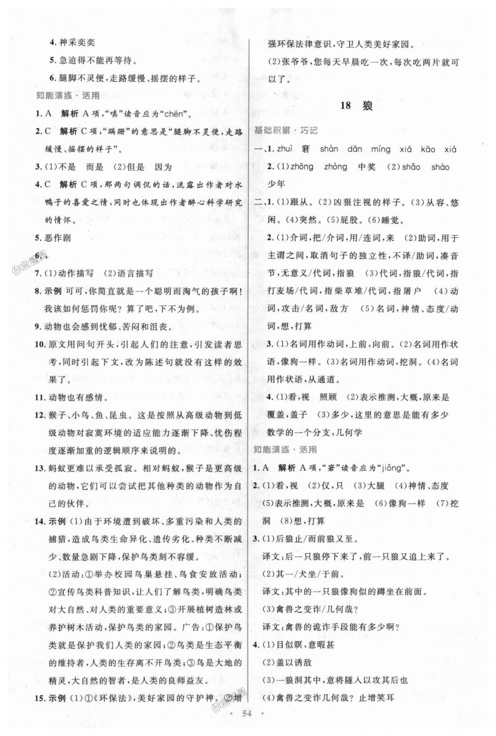 2018年初中同步測控優(yōu)化設(shè)計七年級語文上冊人教版 第14頁