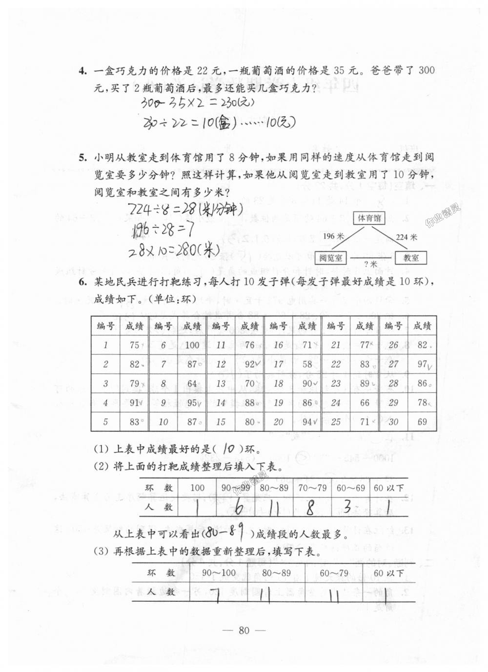 2018年強(qiáng)化拓展卷小學(xué)數(shù)學(xué)四年級上冊蘇教版 第80頁