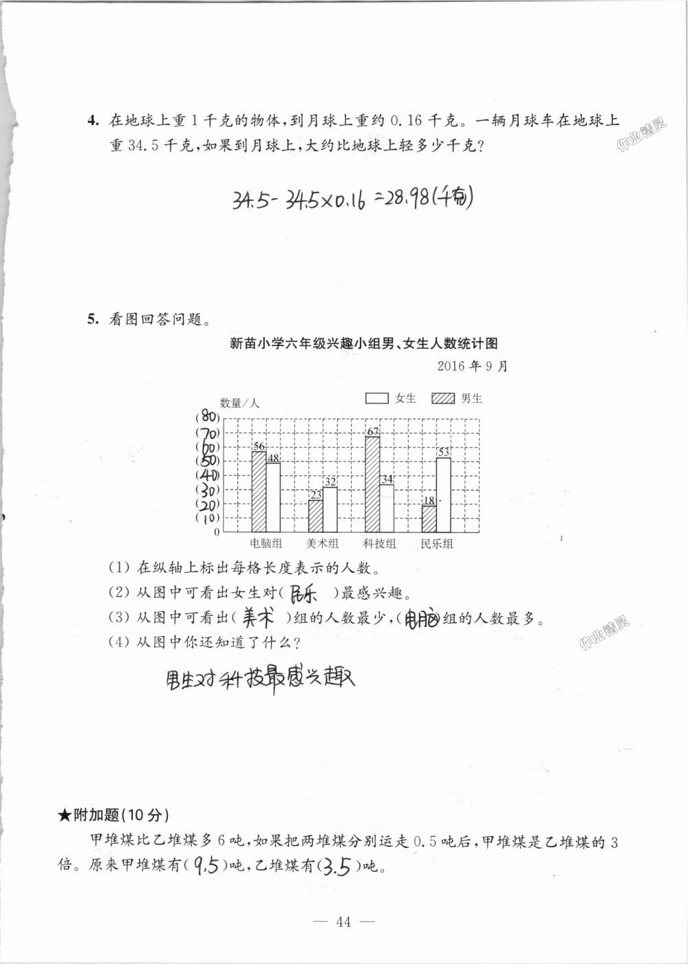 2018年强化拓展卷小学数学五年级上册苏教版提升版 第44页