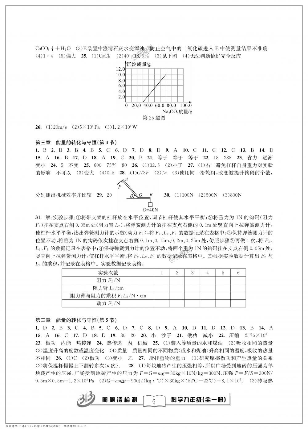 2018年周周清檢測(cè)九年級(jí)科學(xué)理科綜合全一冊(cè)浙教版 第6頁(yè)