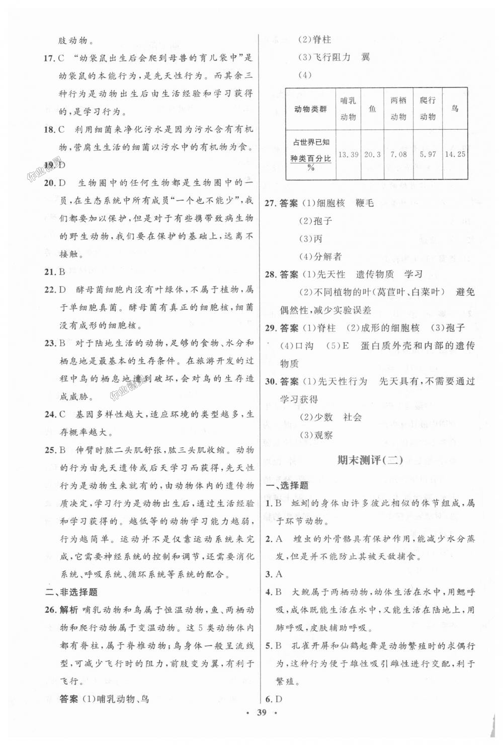 2018年人教金学典同步解析与测评学考练八年级生物学上册人教版 第21页