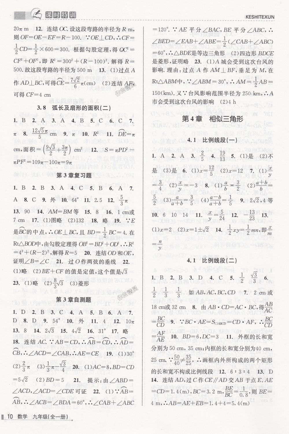 2018年课时特训九年级数学全一册浙教版&nbsp;第10页