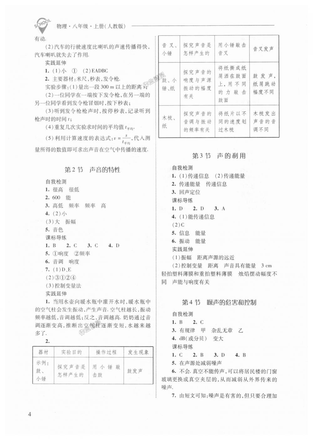 2018年新課程問題解決導學方案八年級物理上冊人教版 第4頁