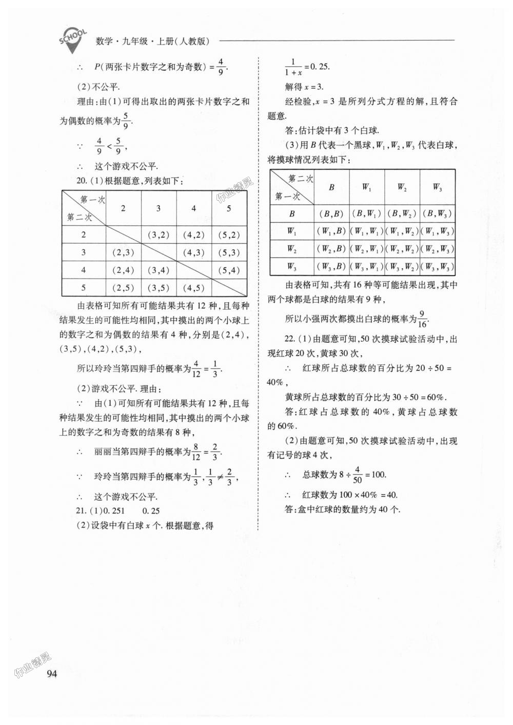 2018年新课程问题解决导学方案九年级数学上册人教版 第94页