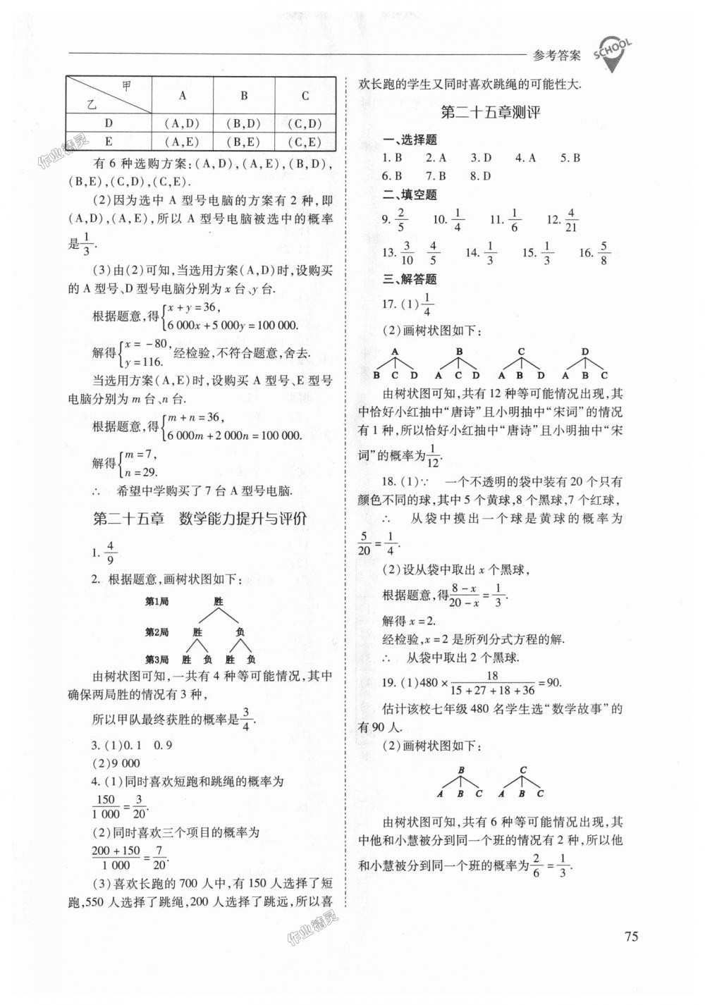 2018年新課程問題解決導(dǎo)學(xué)方案九年級(jí)數(shù)學(xué)上冊(cè)人教版 第75頁