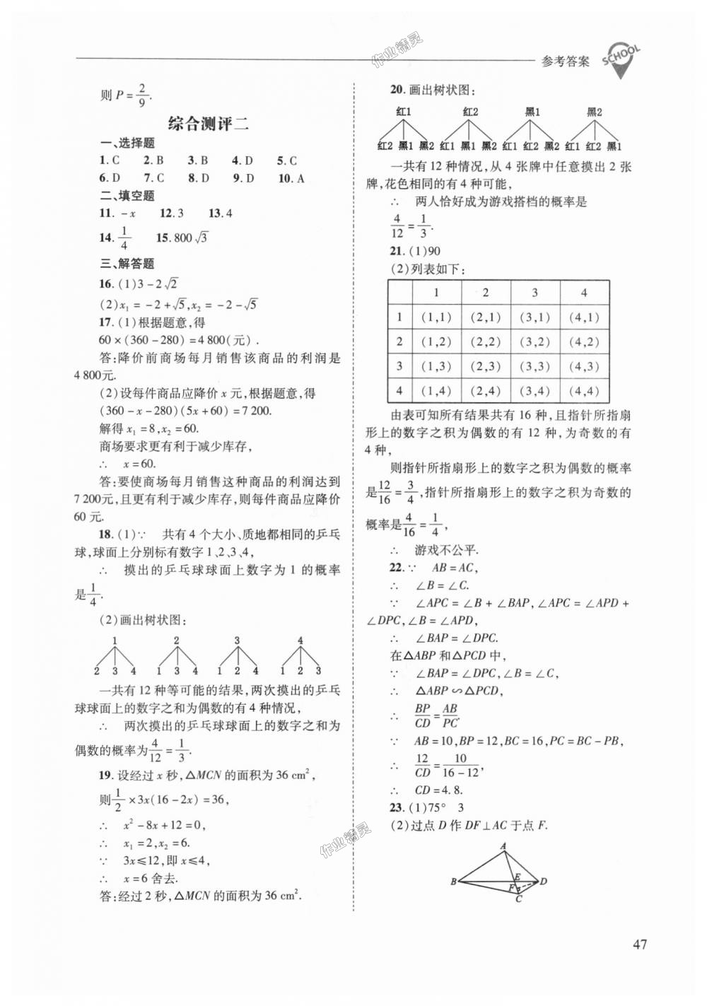 2018年新課程問(wèn)題解決導(dǎo)學(xué)方案九年級(jí)數(shù)學(xué)上冊(cè)華東師大版 第47頁(yè)