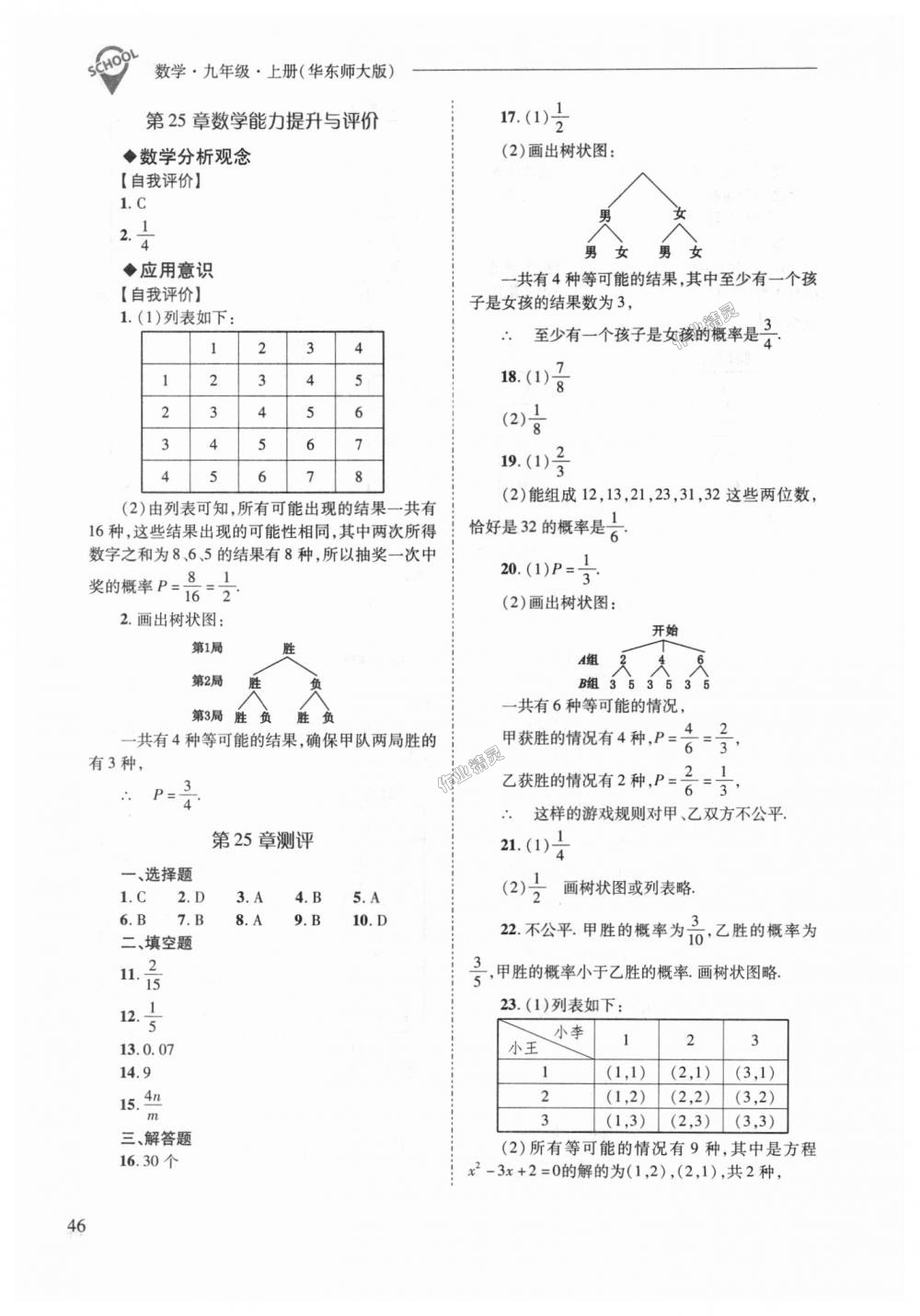 2018年新课程问题解决导学方案九年级数学上册华东师大版 第46页