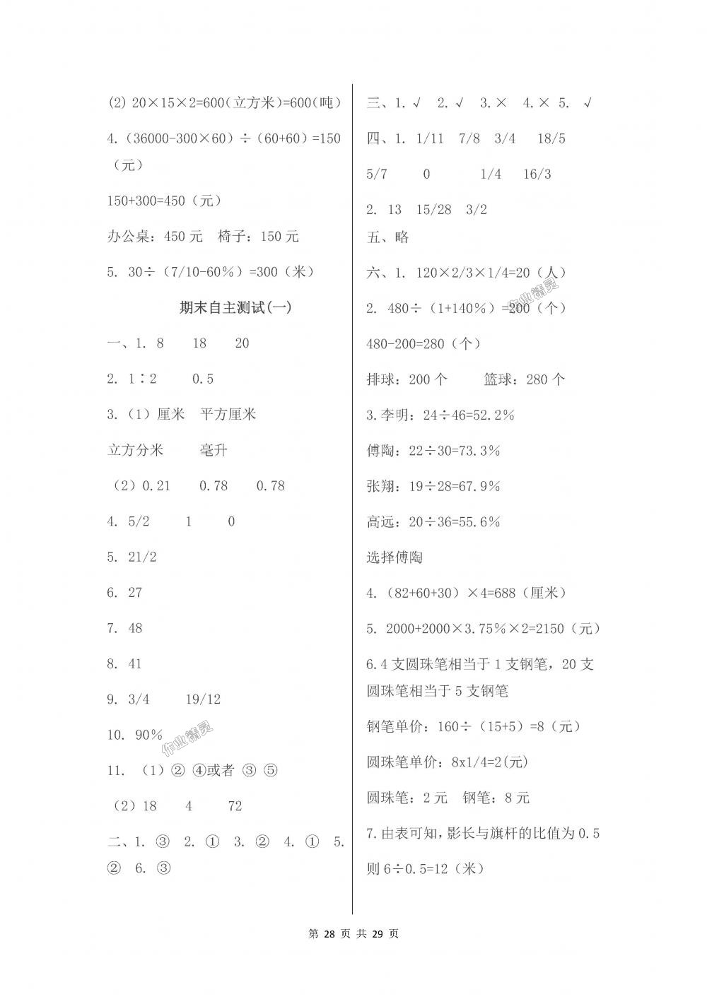 2018年伴你学六年级数学上册苏教版 第28页