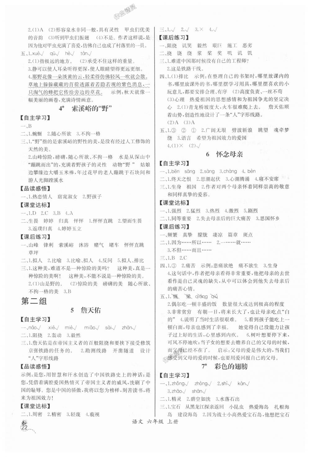 2018年同步导学案课时练六年级语文上册人教版河北专版 第2页