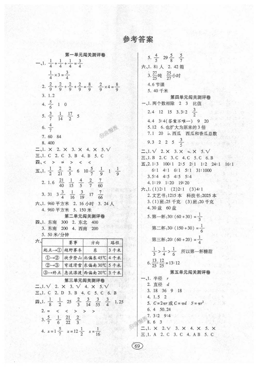 2018年培优夺冠金卷六年级数学上册人教版 第1页