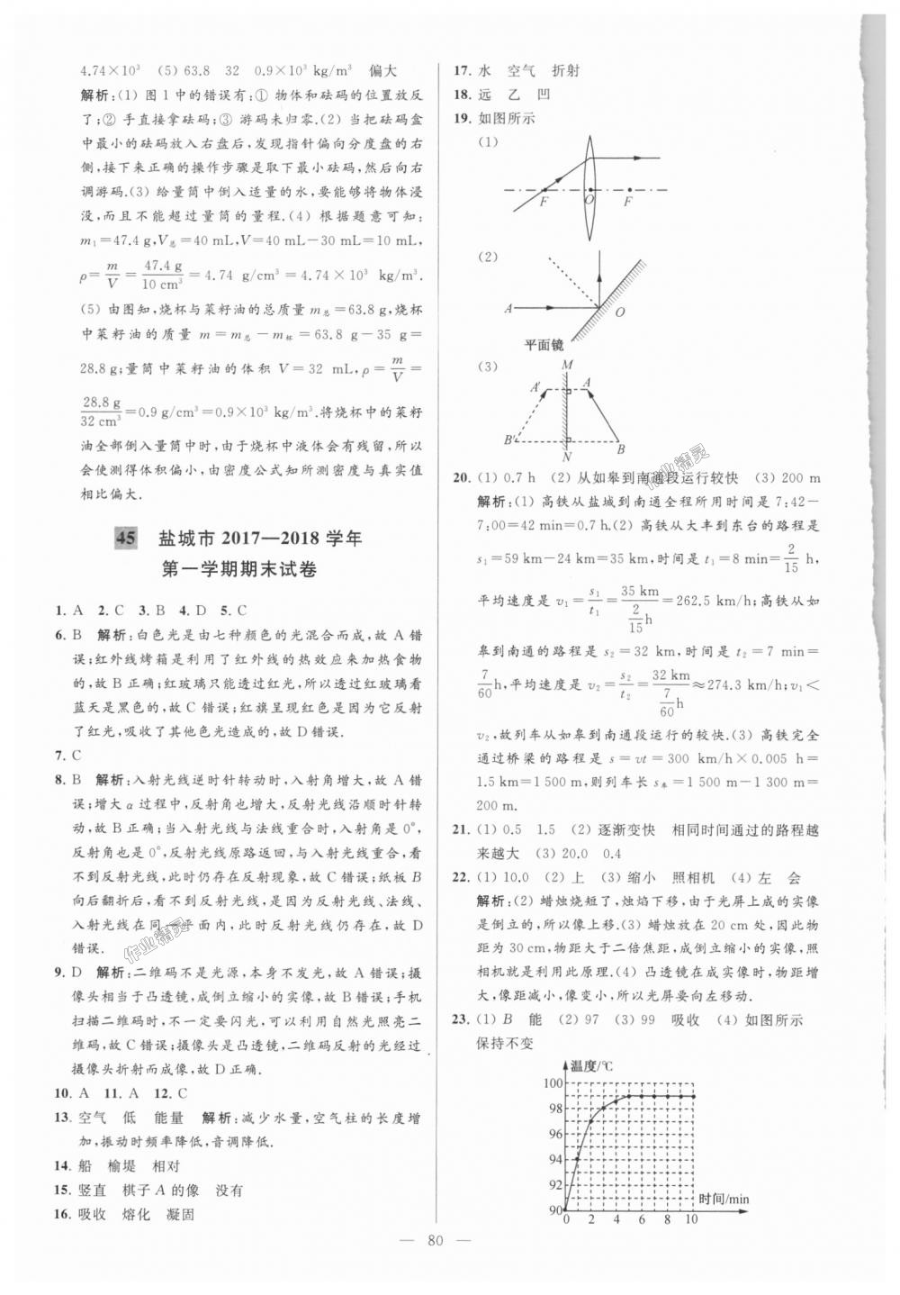 2018年亮點(diǎn)給力大試卷八年級(jí)物理上冊(cè)江蘇版 第80頁(yè)