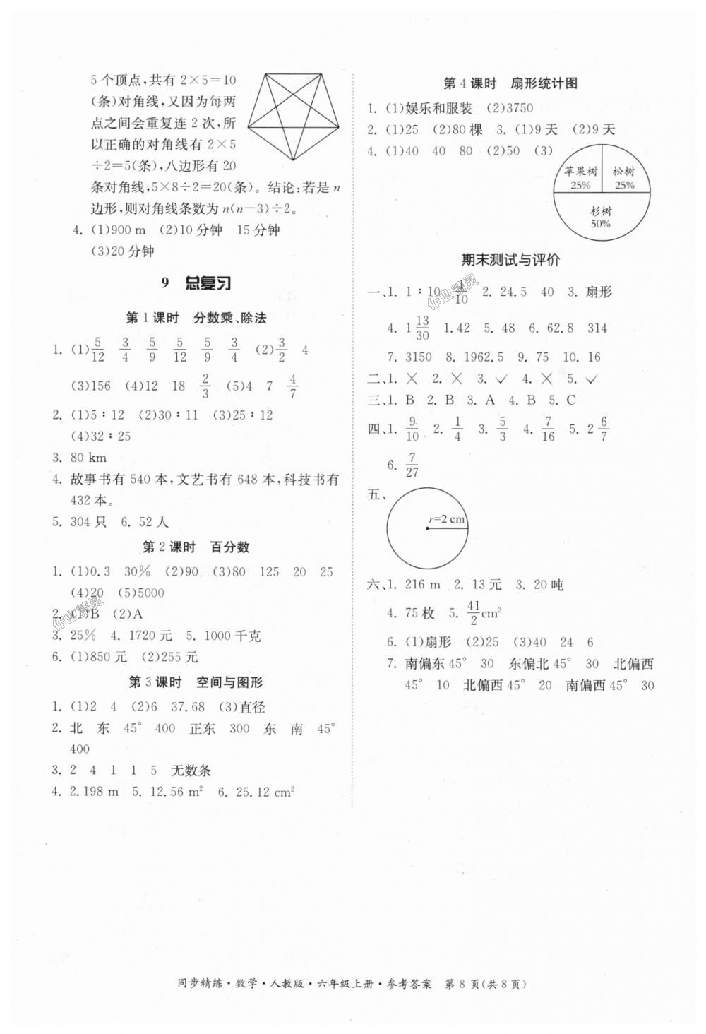 2018年同步精練六年級數(shù)學(xué)上冊人教版 第8頁