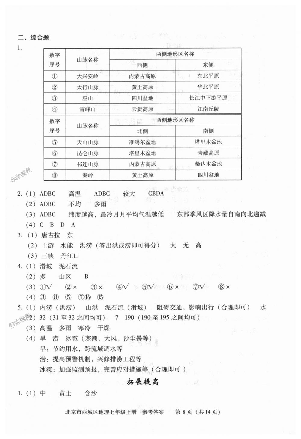 2018年學習探究診斷七年級地理上冊人教版 第8頁