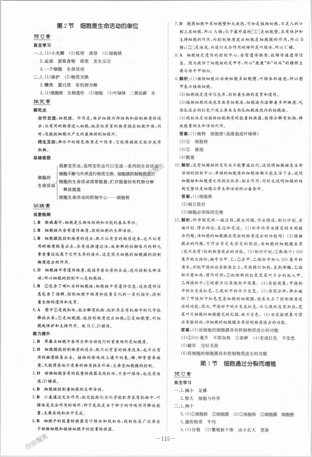 2018年初中同步學習導與練導學探究案七年級生物上冊北師大版 第7頁