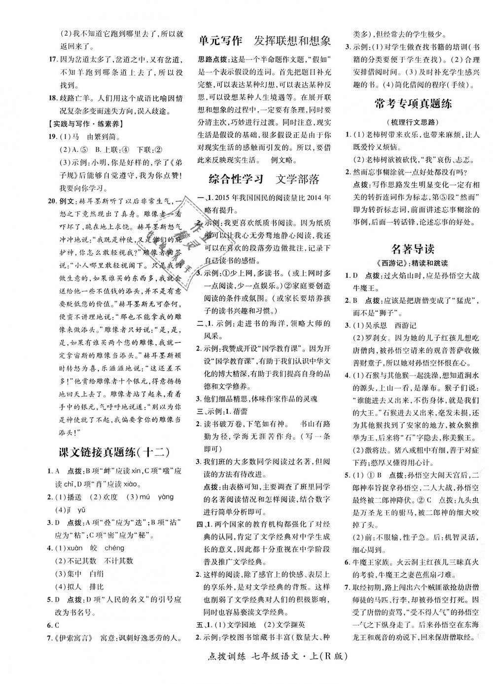 2018年點(diǎn)撥訓(xùn)練七年級(jí)語(yǔ)文上冊(cè)人教版 第21頁(yè)