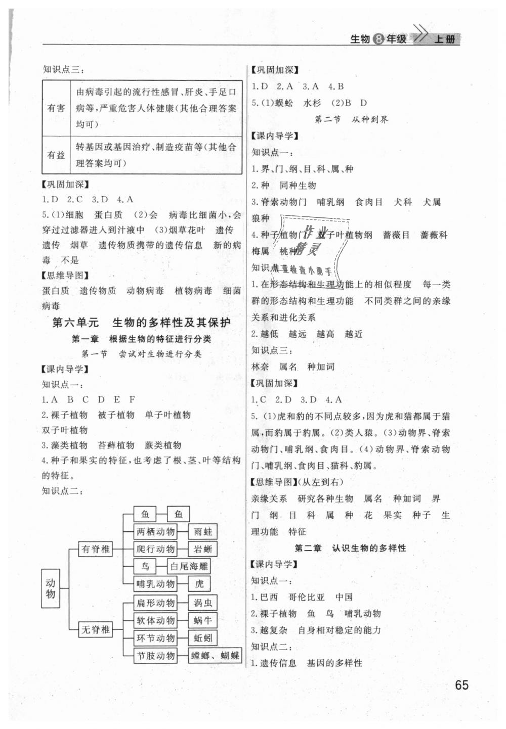 2018年课堂作业八年级生物上册人教版 第6页