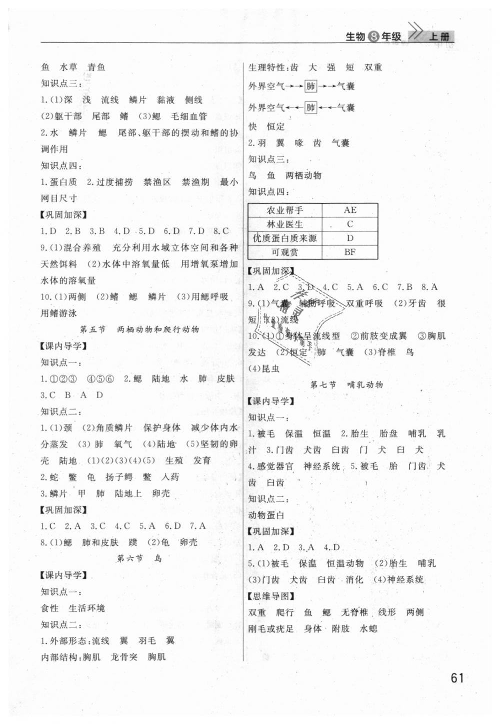 2018年课堂作业八年级生物上册人教版 第2页