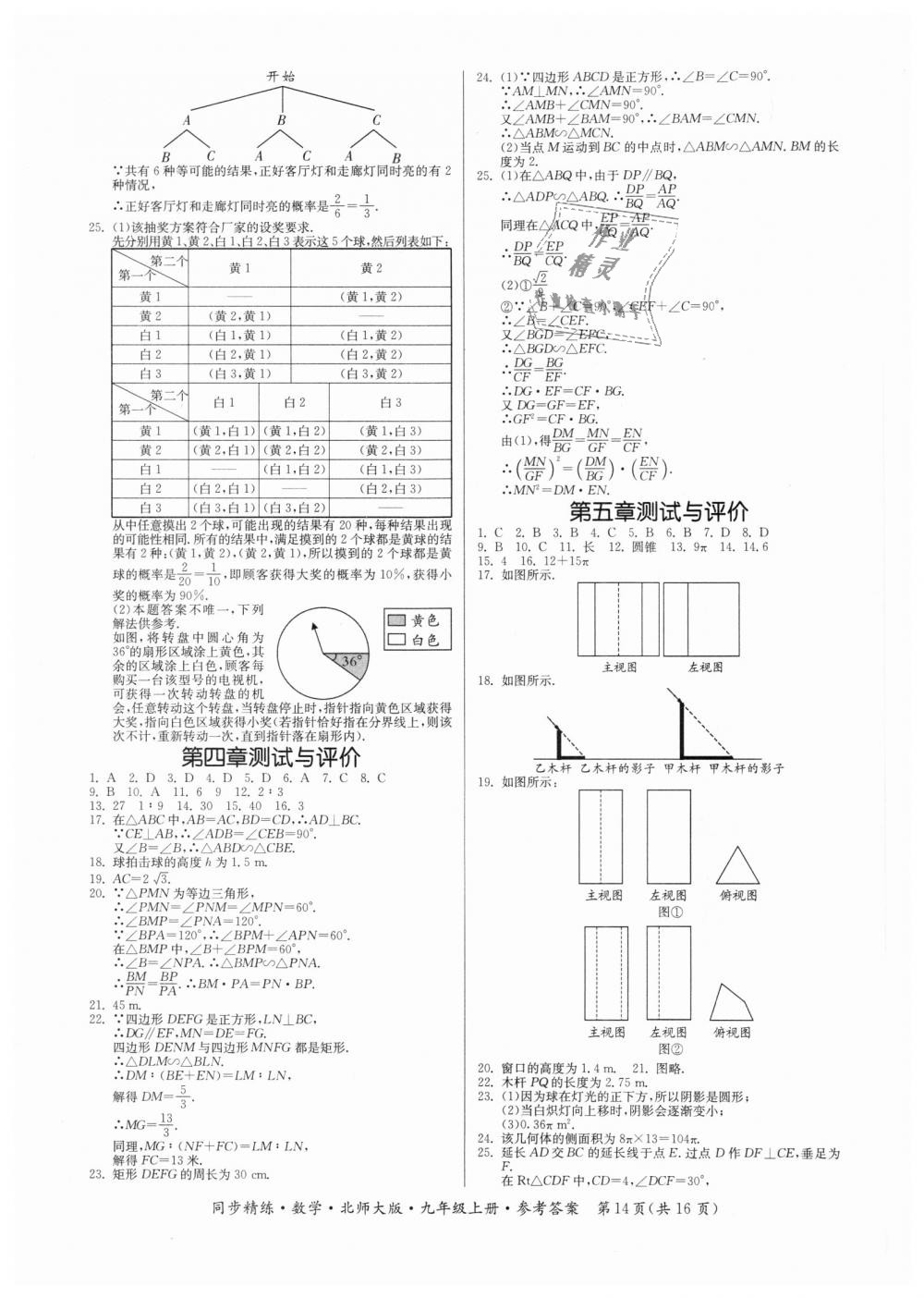 2018年同步精練九年級數(shù)學上冊北師大版 第14頁