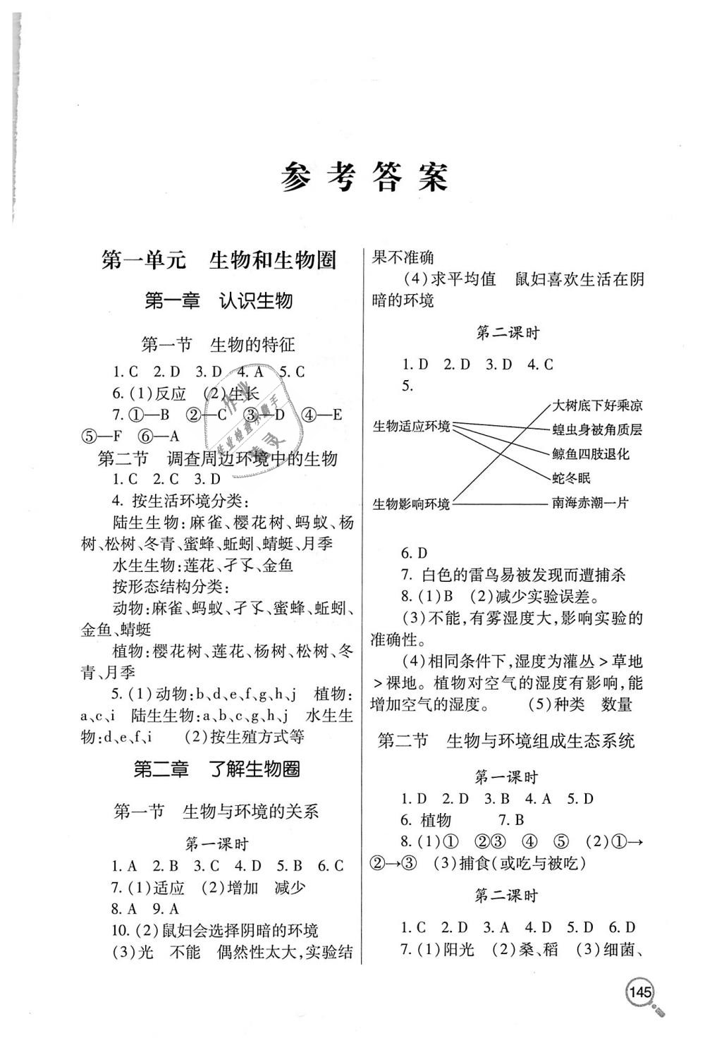 2018年新課堂同步學(xué)習(xí)與探究七年級生物上學(xué)期人教版 第1頁