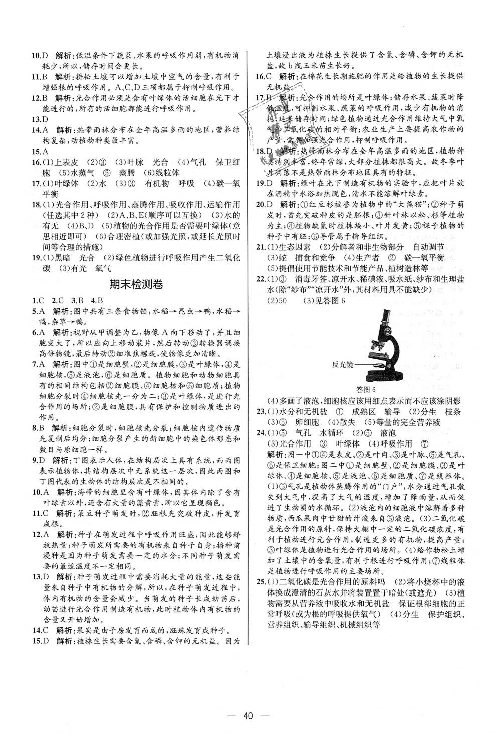 2018年同步学历案课时练七年级生物学上册人教版河北专版 第24页