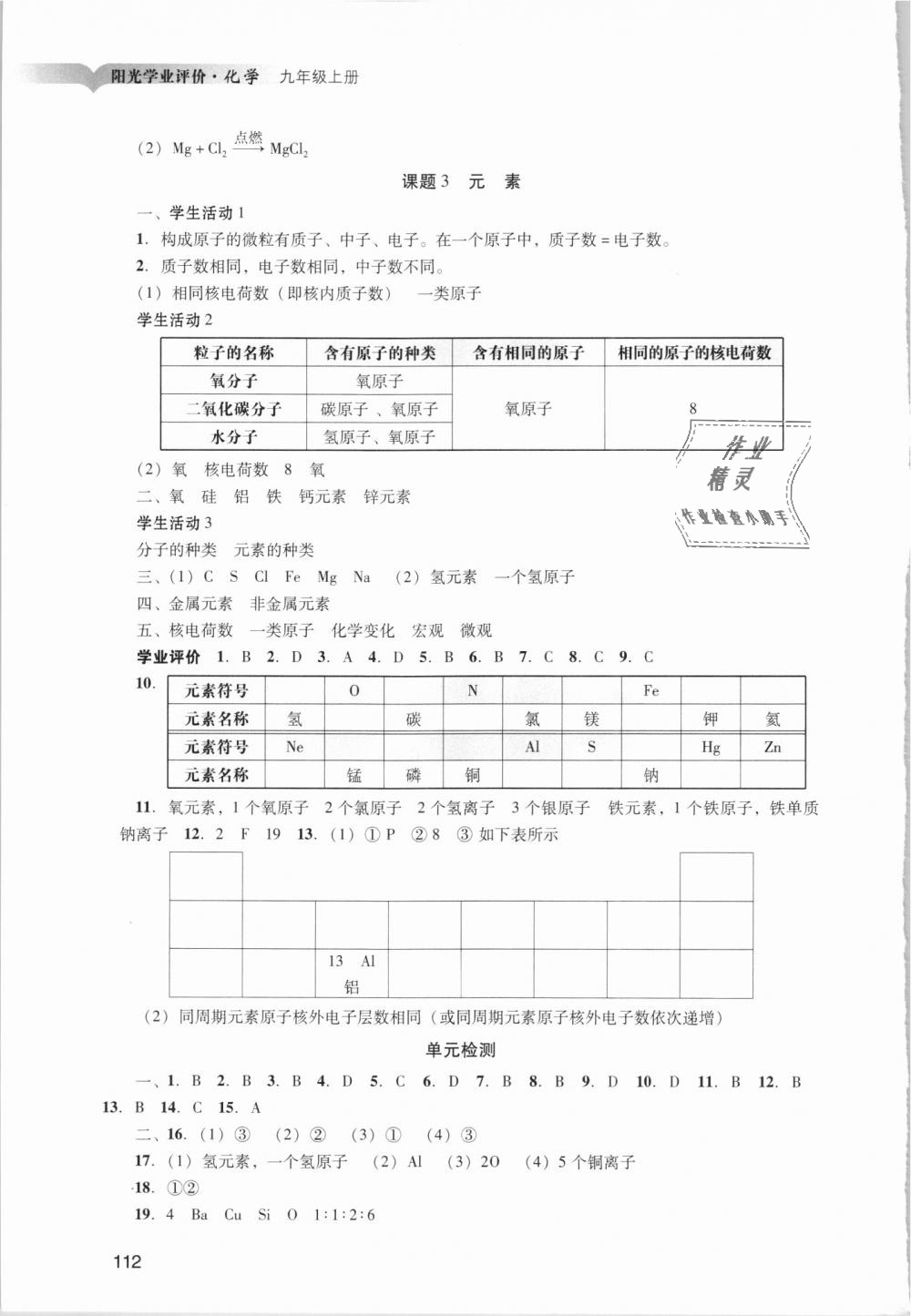 2018年阳光学业评价九年级化学上册人教版 第8页